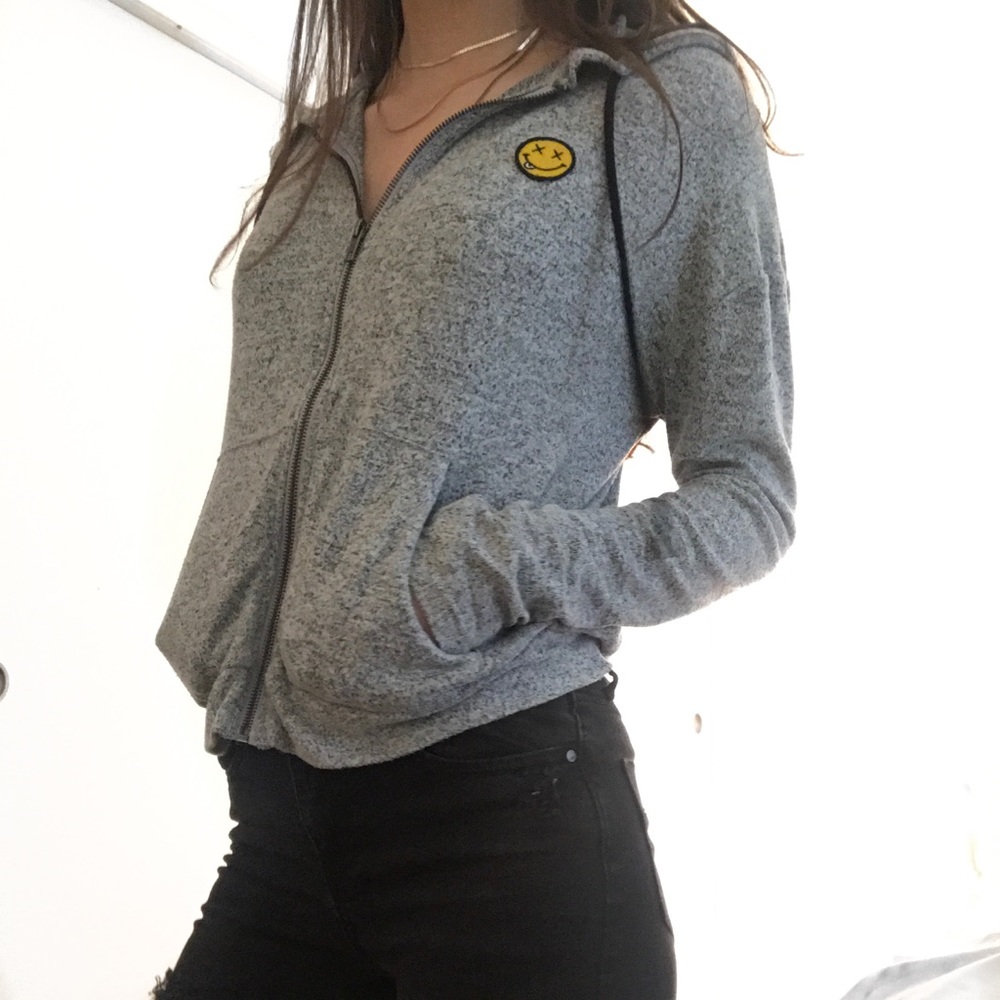 Smiley face zip up hoodie